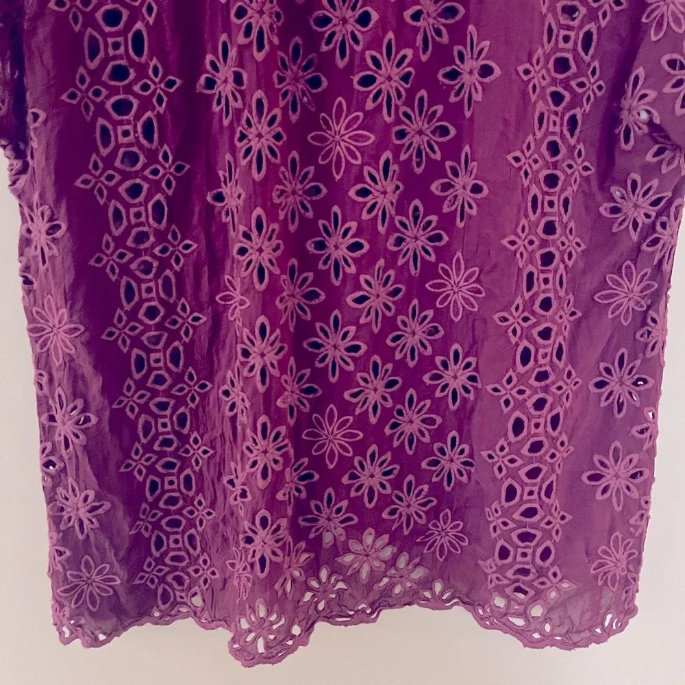 Johnny Was Leith Bohemian Eyelet Top Purple XS - Picture 14 of 16